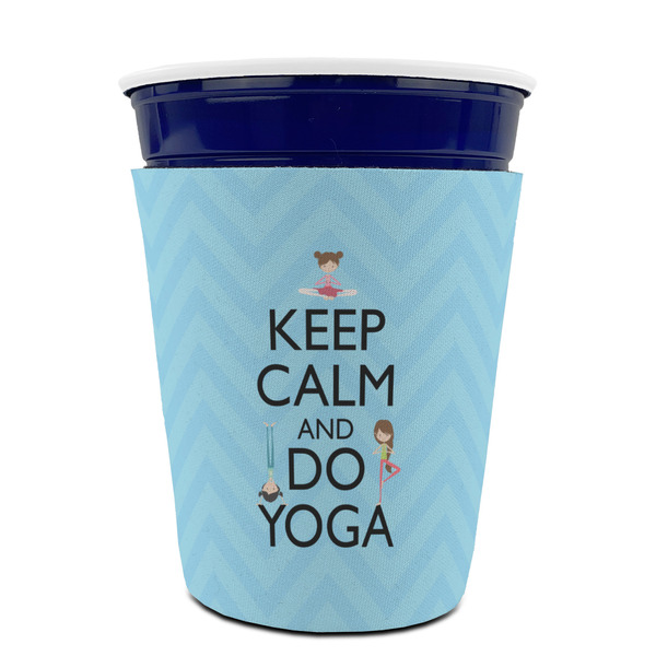 Keep Calm & Do Yoga Party Cup Sleeves - without bottom - FRONT (on cup)