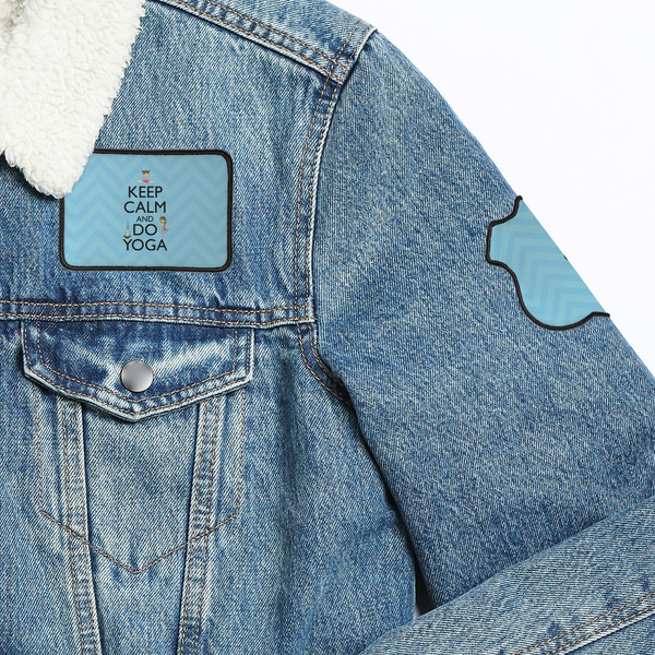 Keep Calm & Do Yoga Patches Lifestyle Jean Jacket Detail