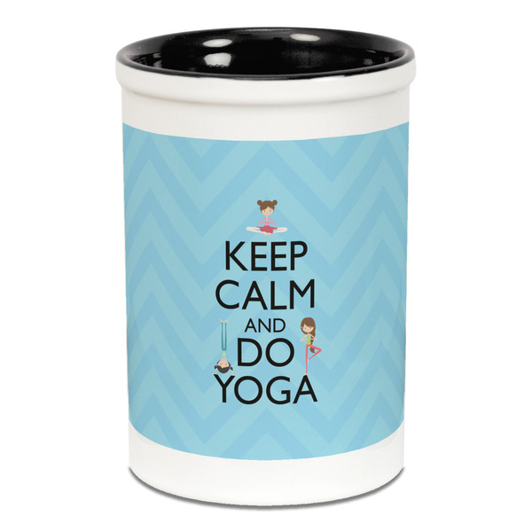 Keep Calm & Do Yoga Pencil Holder - Black