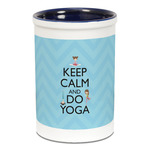 Keep Calm & Do Yoga Ceramic Pencil Holders - Blue