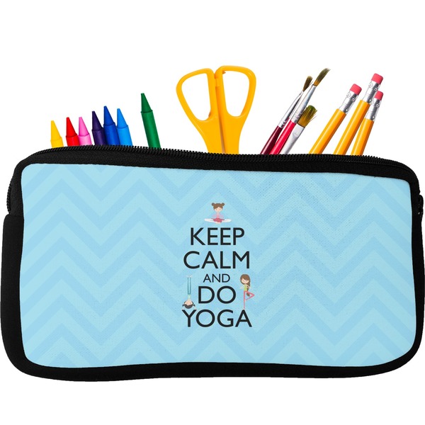 Custom Keep Calm & Do Yoga Neoprene Pencil Case - Small