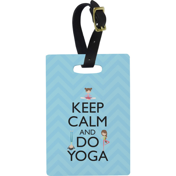 Custom Keep Calm & Do Yoga Plastic Luggage Tag - Rectangular