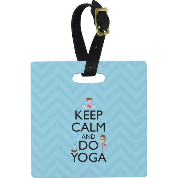 Custom Keep Calm & Do Yoga Plastic Luggage Tag - Square