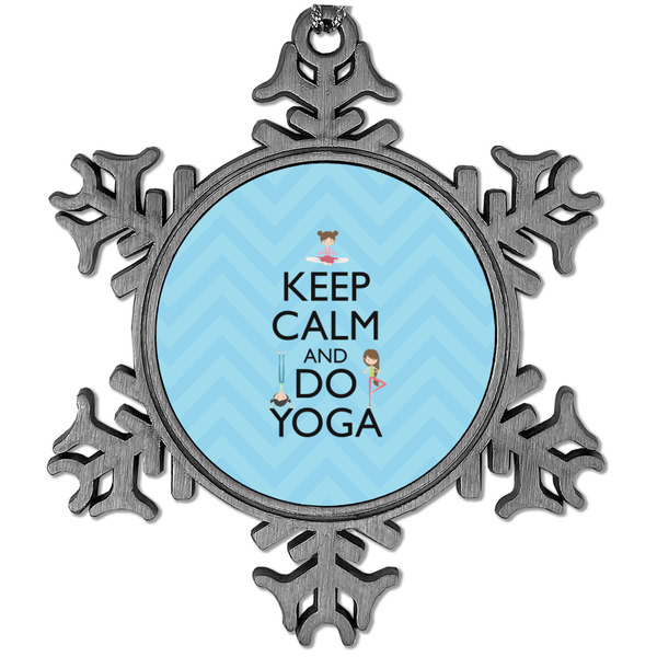 Custom Keep Calm & Do Yoga Vintage Snowflake Ornament
