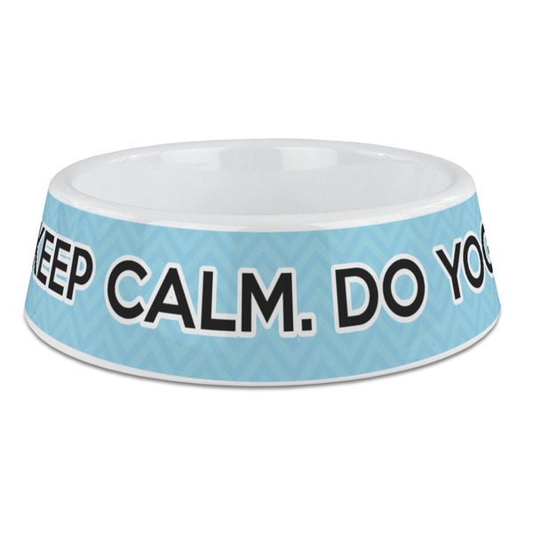Custom Keep Calm & Do Yoga Plastic Dog Bowl - Large