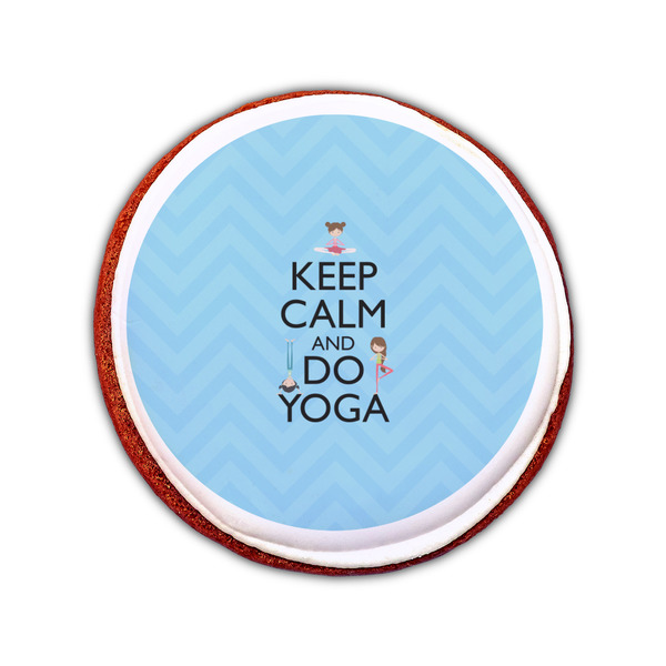 Keep Calm & Do Yoga Printed Icing Circle - Small - On Cookie