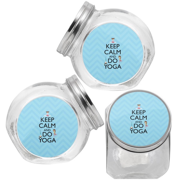 Keep Calm & Do Yoga Puppy Treat Jar - Top Left Right