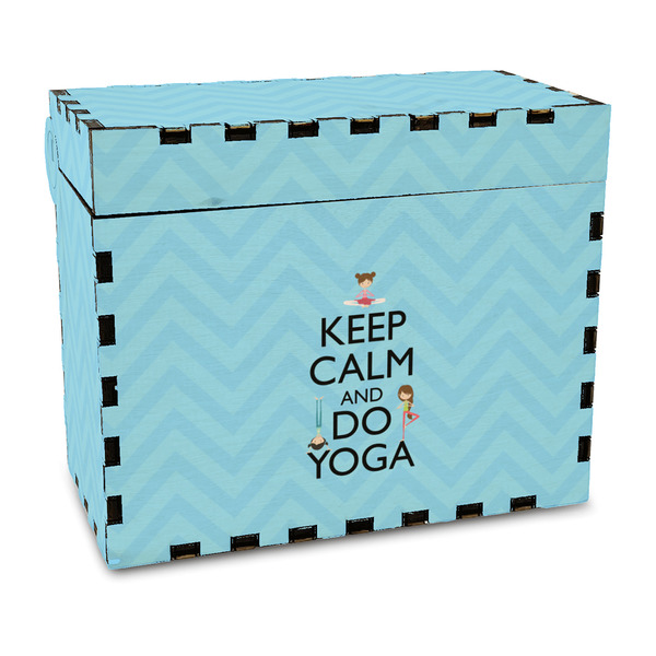 Custom Keep Calm & Do Yoga Wood Recipe Box - Full Color Print