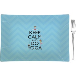 Keep Calm & Do Yoga Rectangular Glass Appetizer / Dessert Plate - Single or Set