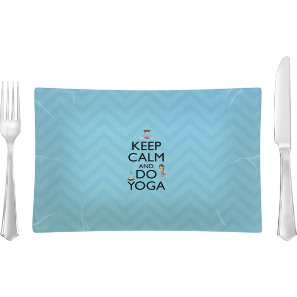 Custom Keep Calm & Do Yoga Rectangular Glass Lunch / Dinner Plate - Single or Set