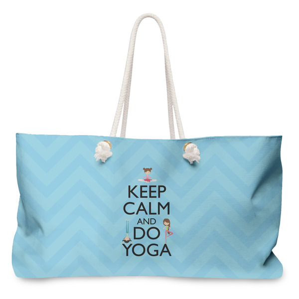 Custom Keep Calm & Do Yoga Large Tote Bag with Rope Handles