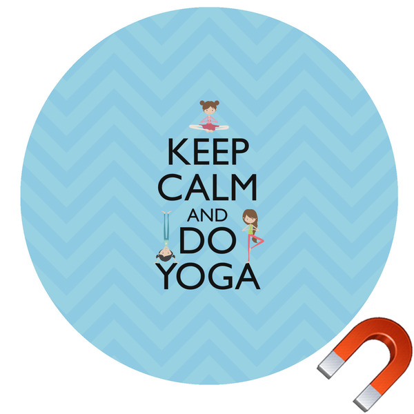 Custom Keep Calm & Do Yoga Round Car Magnet - 6"