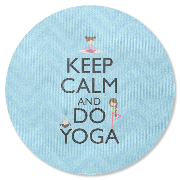 Custom Keep Calm & Do Yoga Round Rubber Backed Coaster