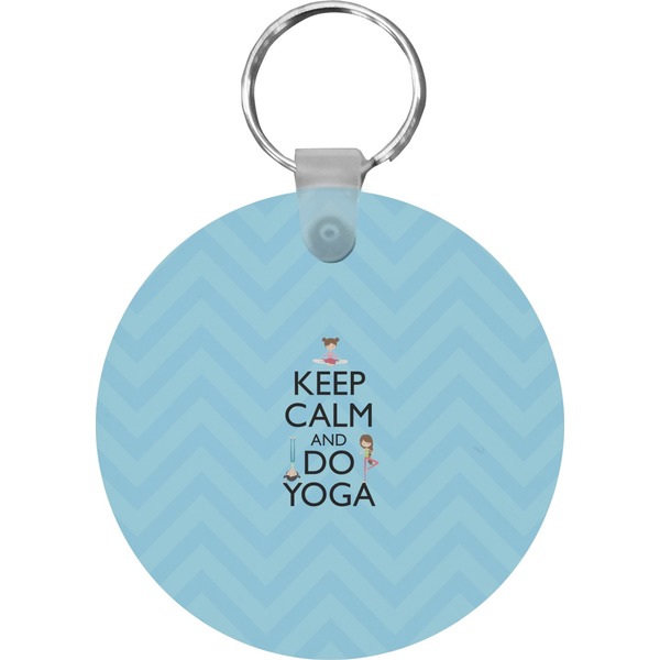 Custom Keep Calm & Do Yoga Round Plastic Keychain