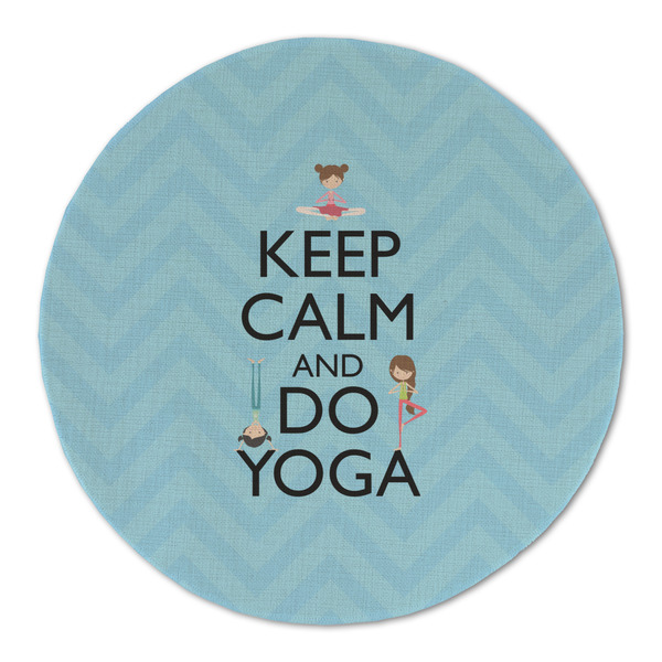 Keep Calm & Do Yoga Round Linen Placemats - FRONT (Double Sided)