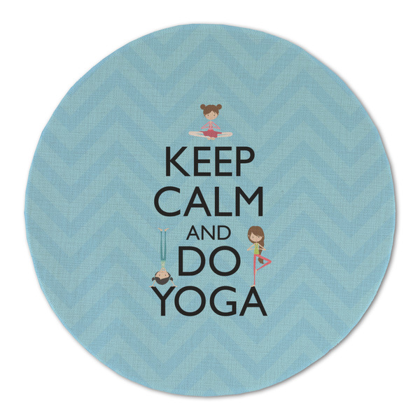 Custom Keep Calm & Do Yoga Round Linen Placemat - Single Sided