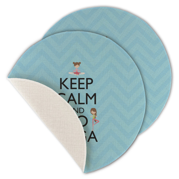 Keep Calm & Do Yoga Round Linen Placemats - MAIN (Single Sided)