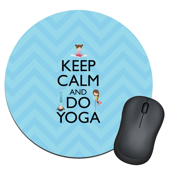 Custom Keep Calm & Do Yoga Round Mouse Pad