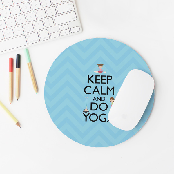 Keep Calm & Do Yoga Round Mousepad - LIFESTYLE 2