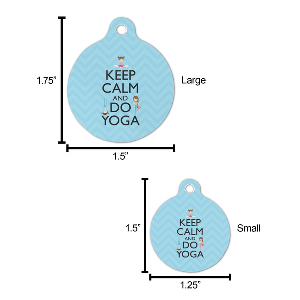 Keep Calm & Do Yoga Round Pet ID Tag - Large - Comparison Scale