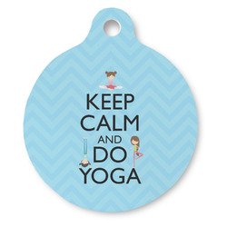 Keep Calm & Do Yoga Round Pet ID Tag - Large