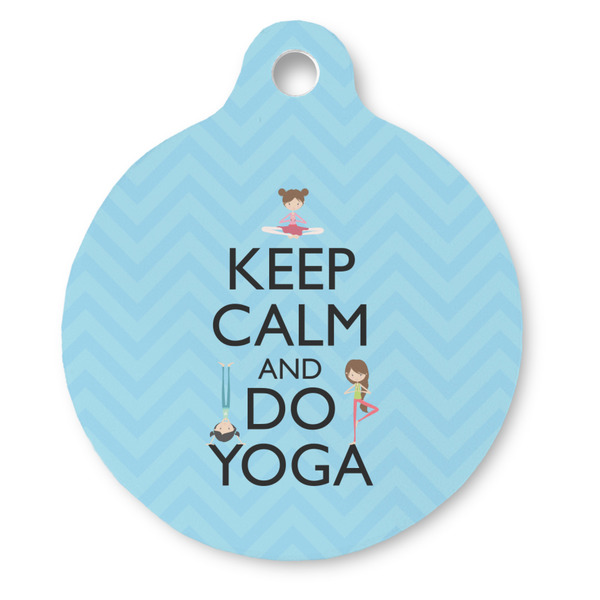 Custom Keep Calm & Do Yoga Round Pet ID Tag - Large
