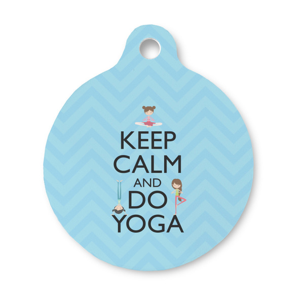 Custom Keep Calm & Do Yoga Round Pet ID Tag - Small