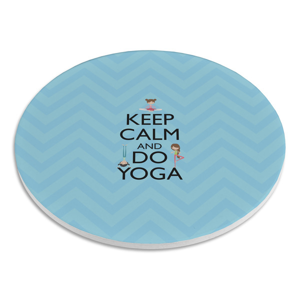 Keep Calm & Do Yoga Round Stone Trivet - Angle View