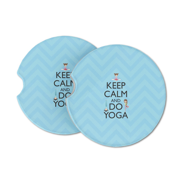 Custom Keep Calm & Do Yoga Sandstone Car Coasters - Set of 2