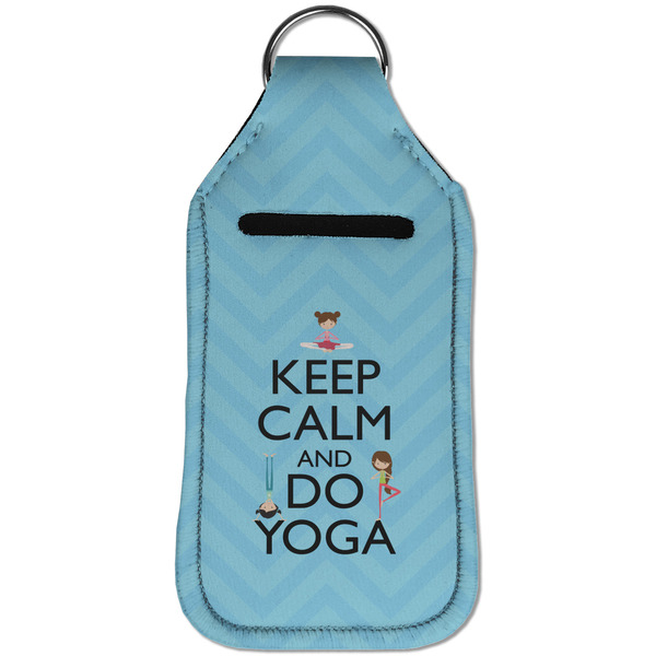 Keep Calm & Do Yoga Sanitizer Holder Keychain - Large (Front)