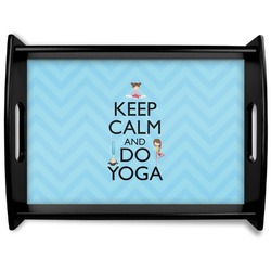 Keep Calm & Do Yoga Black Wooden Tray - Large