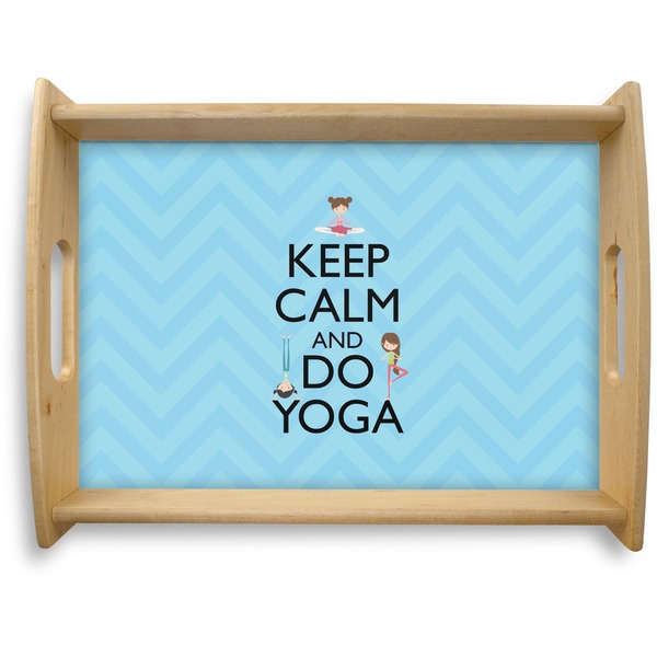 Custom Keep Calm & Do Yoga Natural Wooden Tray - Large