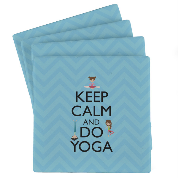 Custom Keep Calm & Do Yoga Absorbent Stone Coasters - Set of 4