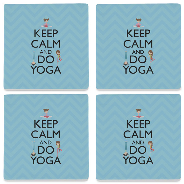 Keep Calm & Do Yoga Set of 4 Sandstone Coasters - See All 4 View