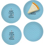 Keep Calm & Do Yoga Set of 4 Glass Appetizer / Dessert Plate 8"