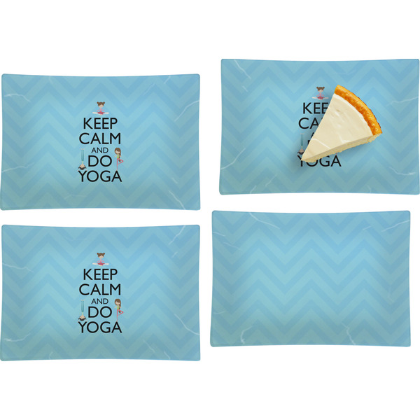 Keep Calm & Do Yoga Set of Rectangular Appetizer / Dessert Plates