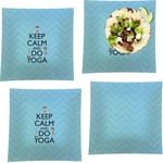 Keep Calm & Do Yoga Set of 4 Glass Square Lunch / Dinner Plate 9.5"