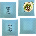 Keep Calm & Do Yoga Set of 4 Glass Square Lunch / Dinner Plate 9.5"