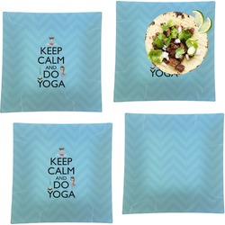 Keep Calm & Do Yoga Set of 4 Glass Square Lunch / Dinner Plate 9.5"