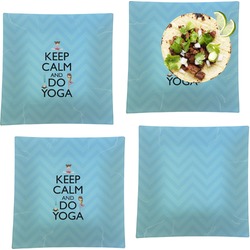 Keep Calm & Do Yoga Set of 4 Glass Square Lunch / Dinner Plate 9.5"