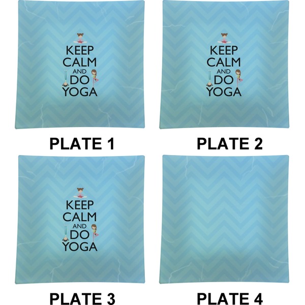 Keep Calm & Do Yoga Set of Square Dinner Plates (Approval)