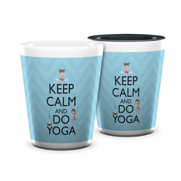 Custom Keep Calm & Do Yoga Ceramic Shot Glass - 1.5 oz