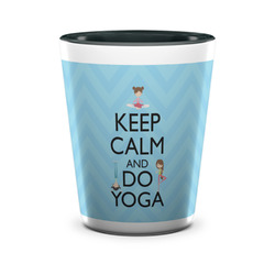 Keep Calm & Do Yoga Ceramic Shot Glass - 1.5 oz - Two Tone - Set of 4