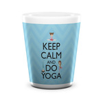 Keep Calm & Do Yoga Ceramic Shot Glass - 1.5 oz - White - Set of 4
