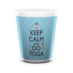 Keep Calm & Do Yoga Ceramic Shot Glass - 1.5 oz - White - Set of 4