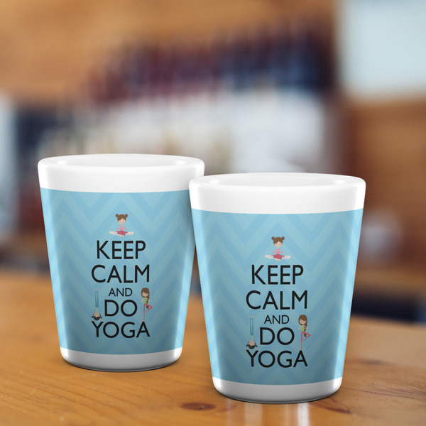 Keep Calm & Do Yoga Shot Glass - White - LIFESTYLE