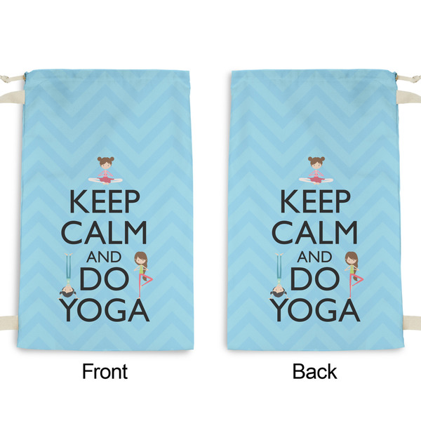 Keep Calm & Do Yoga Small Laundry Bag - Front & Back View