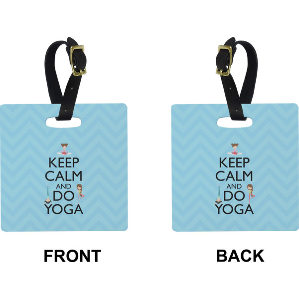 Keep Calm & Do Yoga Square Luggage Tag (Front + Back)