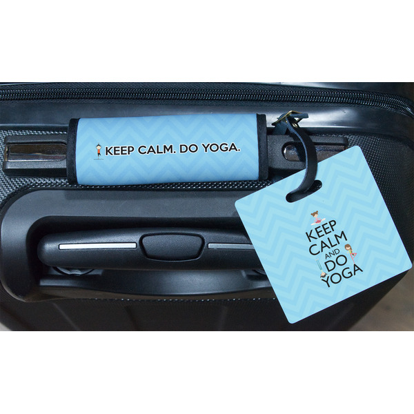 Keep Calm & Do Yoga Square Luggage Tag & Handle Wrap - In Context
