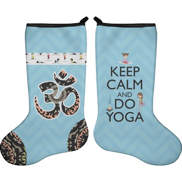 Custom Keep Calm & Do Yoga Holiday Stocking - Double-Sided - Neoprene